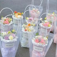 Wholesale COMBO - FREE CARD - Transparent Flower Wrapping Bag with Handle | Size H4 H5 H6 Paper Bag 
