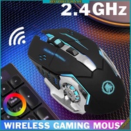 Colorful Esports Wireless Gaming Mouse Ergonomic Optical RGB Backlit Recharge PC Laptop Desktop Gaming Mice (Electroplated Silent Wheel)