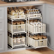 內地直送 - 廚房下水槽置物架多功能調味品收納架櫥櫃內鍋具拉籃抽拉式分層架