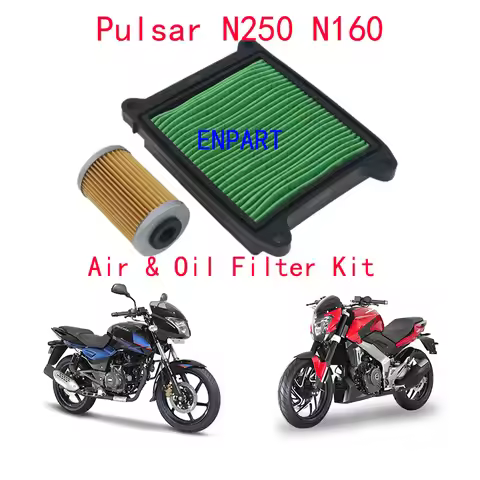 Filter Air & Oil Kit for Bajaj Pulsar N250 N160, Motorcycle Engine Air Cleaner & Oil Filter Assembly