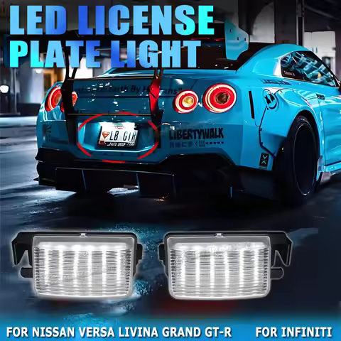 2pcs LED License Number Plate Lights Lamp for Nissan Versa 4D 5D Livina GTR R35 Cube Z12 370Z Z34 Le