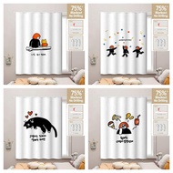 Window Blackout Curtain with Rail - Heytea Theme Illustration for Apartment/Dorm Windows & Bookcases