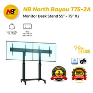 NB NORTH BAYOU T75-2A DUAL SCREEN 55 TO 75 INCH ELECTRIC MOTORIZED LIFT PORTABLE HEIGHT ADJUSTMENT T