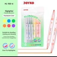 JOYKO HL-100-6 Neon Highlighter Pen Model 1 Set of 6 Colors HL100-6