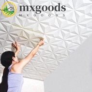 MXGOODS 3D Wall Panel, Geometric White Non-self-adhesive Wall Sticker, Home Decoration Foam Brick Modern PVC Background Wallpaper Living Room