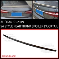 AUDI A6 C8 2019 S4 STYLE REAR TRUNK SPOILER DUCKTAIL WITH PAINT (PIANO BLACK) ABS SKIRT LIP BODYKIT