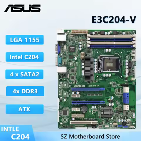 ASROCK E3C204 server Motherboard Intel C204 LGA1155 DDR3 32GB support Xeon E3-1245 E3-1280 E3-1240 v