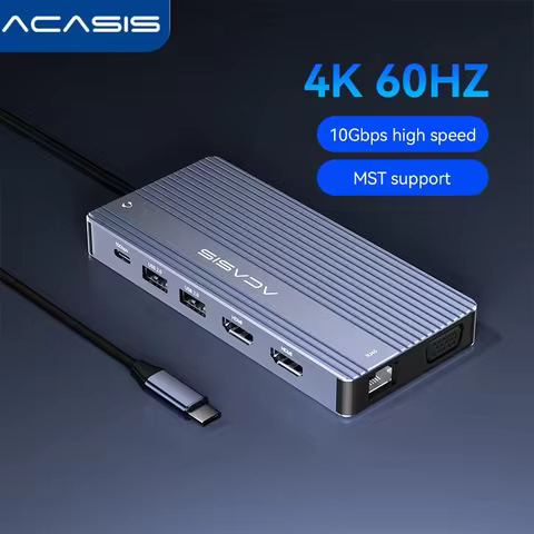 Acasis 14-in-1 USB C.Hub Adapter - 4K@60Hz HDMI 100W PD Charging 10Gbps USB 3.1 1000m/s LAN, 3-Port 