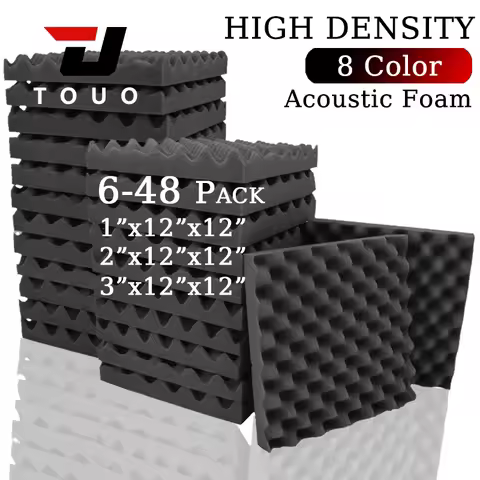 TOUO Acoustic Foam Fireproof Soundproofing Sponge 6/12/24/48 Pcs Egg Crate Soundproof Foam Studio Ho