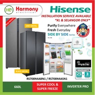 *𝐅𝐑𝐄𝐄 𝐃𝐄𝐋𝐈𝐕𝐄𝐑𝐘* HISENSE 660L Side By Side Fridge Inverter RS708N4ABN1 / RS708N4ASN1 Peti Sejuk Black