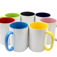 NEW 15 OZ WHITE COLORED HANDLE MUG