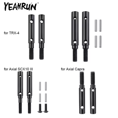YEAHRUN 2Pcs Hard Steel Front Rear Portal Stub Axle Drive Gear Shaft for TRX-4 Axial AXI03004 Capra