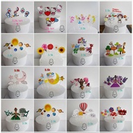 Birthday cake decoration paper set - many designs, cake topper