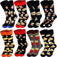 8 Pairs Funny Food Socks Crazy Novelty Funny Breathable Printed Pizza Burger Pattern Sock Snack Them