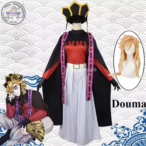 Popular Anime Demon Doma Douma Cosplay Costume Twelve Kizuki Upper Rank Two Role Play Wig Fan Sets O