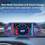 P26หัวรถขึ้นแสดง OBD + GPS ระบบคู่มัลติฟังก์ชั่นเครื่องใช้ LCD เต็มรูปแบบพร้อมเครื่องทดสอบการเตือนด้