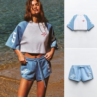 Zara Summer New Style Text Print Short T-Shirt+Shorts0264348 0264349