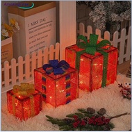 AMAZ 3pcs Christmas Lighting Box Stackable Saving Space Christmas Gift Box Ornament For Christmas Decoration