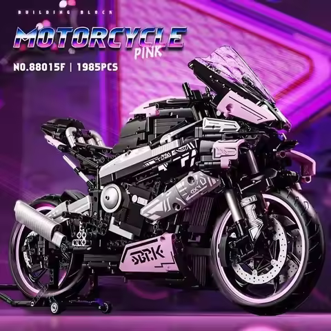 Compatible with Lego Building Blocks, Cyberpunk Building Blocks, Pink Motorcycle Toys, Adult Assembl