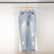 L9QH Chrome Hearts Four Seasons Blue Pants Spliced ​​Cross Jeans for Men and Women