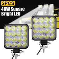 【Real Sweety Home】Square 48W LED Work Light 12V 24V Off Road Flood Spot Lamp For Car Truck SUV 4WD