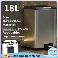 Noel Novelties 18L Premium Stainless Steel Tall & Thin Pedal Trash Can Bathroom Toilet Kitchen Bin