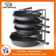 Heavy Duty Pan Organizer, 5 Tier Rack - Holds up to 50 LB - For Cast Iron Skillets, Griddles and Shallow Pots - Durable