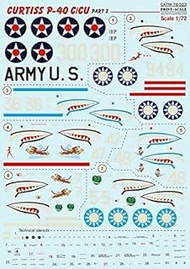 Print Scale 72-323 - 1/72 Curtiss P-40 C/CU Part 2, Aircraft Wet Decal Model