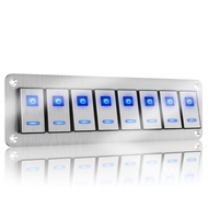 Metal waterproof switch panel 12V 24V dual light switch 2/3/4/6/8 Gang LED rocker switch panel, suitable for automotive, truck, canopies, and marine rocker switch panels