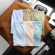 Men's 3bros cotton fishskin elastic waist shorts in Korean pastel color, big size 100kg, knee length