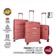 SAMEL 3 IN 1 SET FGD 383 JAPANESES CONCEPT EXPANDABLE ANTI THEFT ZIPPER PP LUGGAGE 20" 24" 28"