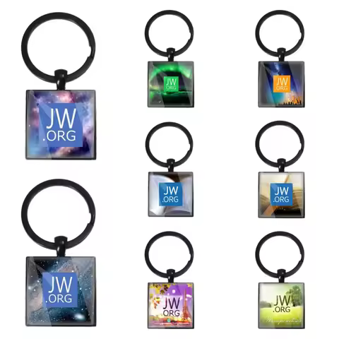 25mm Handmade Square keychain JW.ORG Keychain Jehovah'S Witnesses JW Photo Glass Pendant Keychain Ca
