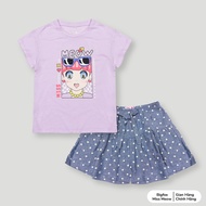 Bộ quần áo bé gái Bigfox Miss Meow mùa hè size đại kiểu áo cotton mix short linen dáng Hàn 36911 tuổ