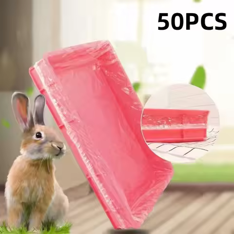50Pcs Disposable Rabbit Cage Tray Cover Large Size Transparent Cage Tray Mat Plastic Film Elastic Ra