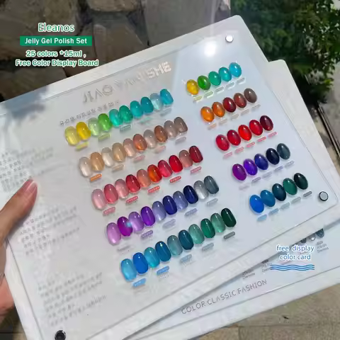 Eleanos 25pcs Translucent Glaze Gel Nail Polish Set Varnish TPO Free Jelly Clear Gel Nail Art Gemsto