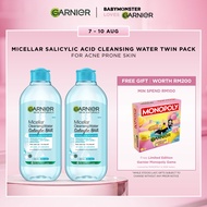 [Bundle of 2] Garnier Makeup Remover Micellar Water (400mlx2) - Blue Salicylic| For Oily, Acne Prone