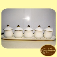 Bộ chung đại bi có nắp 5 ly nước thờ cúng bàn thờ GỐM SỨ CAO CẤP