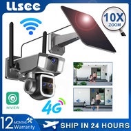LLSEE 3 lens 6K 12MP 10x zoom 4G SIM card solar camera WIFI CCTV outdoor waterproof wireless PTZ security 360 camera IP alarm motion tracking color night vision two-way call