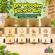 Tong Kitar Semula Kayu DIY Wood Recycle Bin Kid Foot Pedal Recycle Bin Food Waste Recycle TASKAL Rec