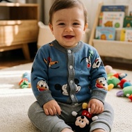 Monthly Baby Boy Sweater 0-1 Year Old Size 14 Mickey Donald Goofy Pluto Revilo Boy Motif 26062430