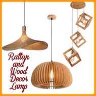 Vintage Rattan/Wood decor pendant light With E27 Holder