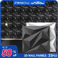 Nitte 33pcs PVC 3D Wall Panels, 11.8"x11.8" (30cmx30cm), for Living Room, Bedroom, Kitchen, TV Backg