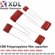 10PCS 63V 100V 250V 400V 450V 630V 2000V CBB Polypropylene film capacitor 101 103 104 105 125J 221 2
