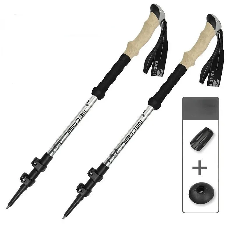 2PCS Trekking Poles Walking Sticks Alpenstock Telescopic Ultralight Premium ปรับได้ Quick Lock Hikin