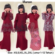 🔥(KIDS 1-12 TAHUN) TEMA SEDONDON BAJU KURUNG MAROON RAYA 2025 | KURUNG MODEN RIAU KEBAYA SULAM LACE 
