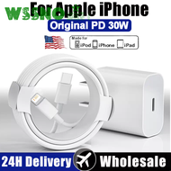 Wssno เครื่องชาร์จ PD 30W ของแท้,สำหรับ Apple iPhone 14 13 12 11 Pro Max X XS XR 8 Plus AirPods Type C ชาร์จเร็ว1M/2M