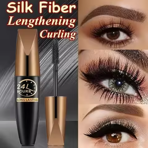 5D Waterproof Mascara Lengthens Eyelashes Extension Black Silk Fiber Mascara Female Makeup Cosmetic 