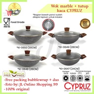 Wok CYPRUZ marble induction glass lid 24cm 26cm 28cm 30cm non-stick frying pan induction pot