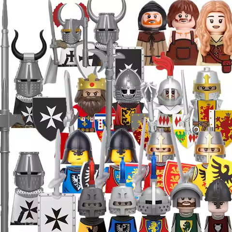 Medieval Military Building Blocks Solider Figures Gifts Weapons Shields Helmets Lionheart Teutonic K