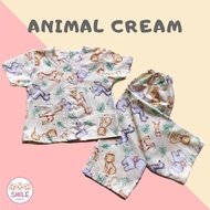 Premium quality children's pajamas with Animal Cream motif (can be a couple, mom and kids)